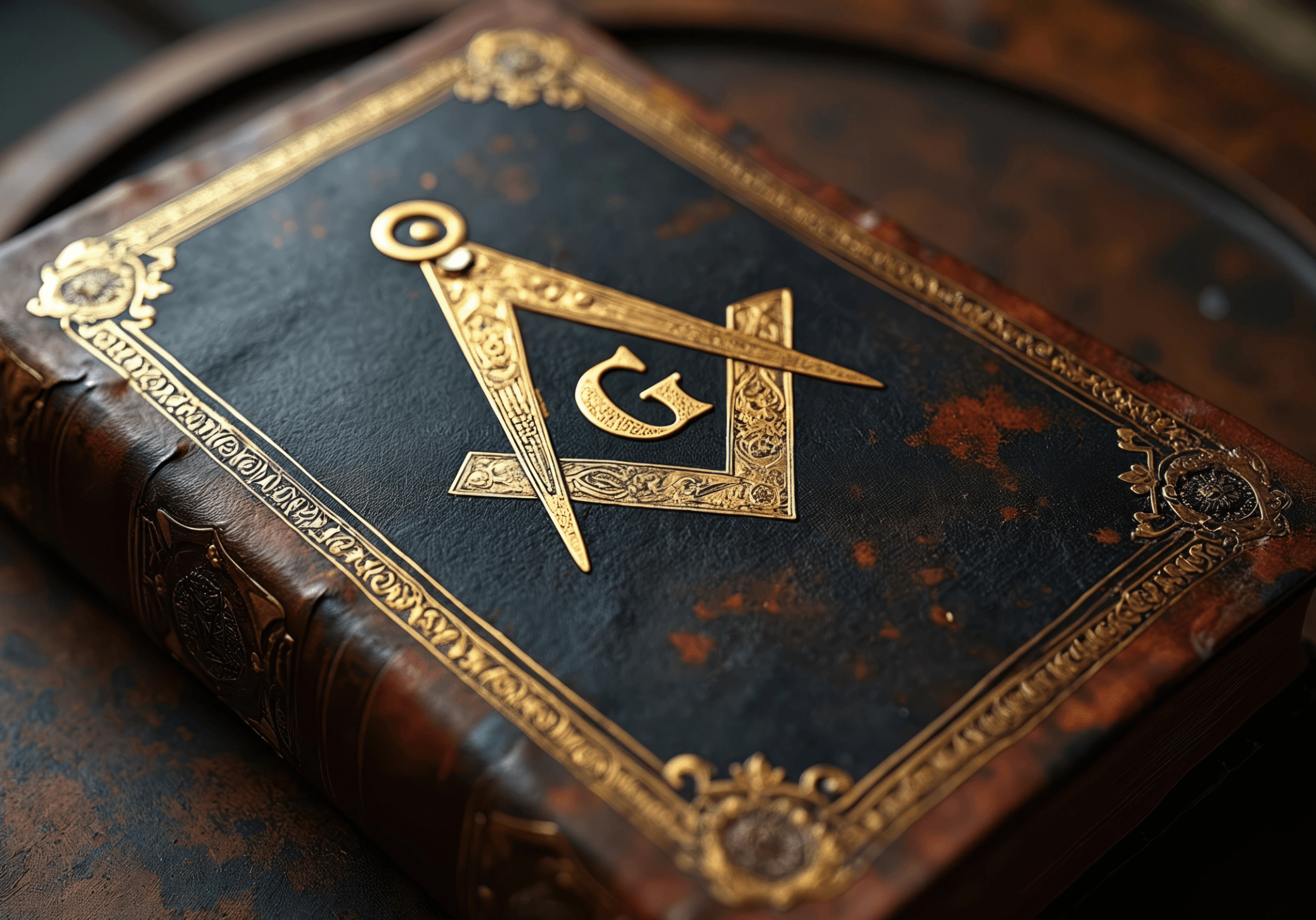 Boek met gouden passer en winkelhaak